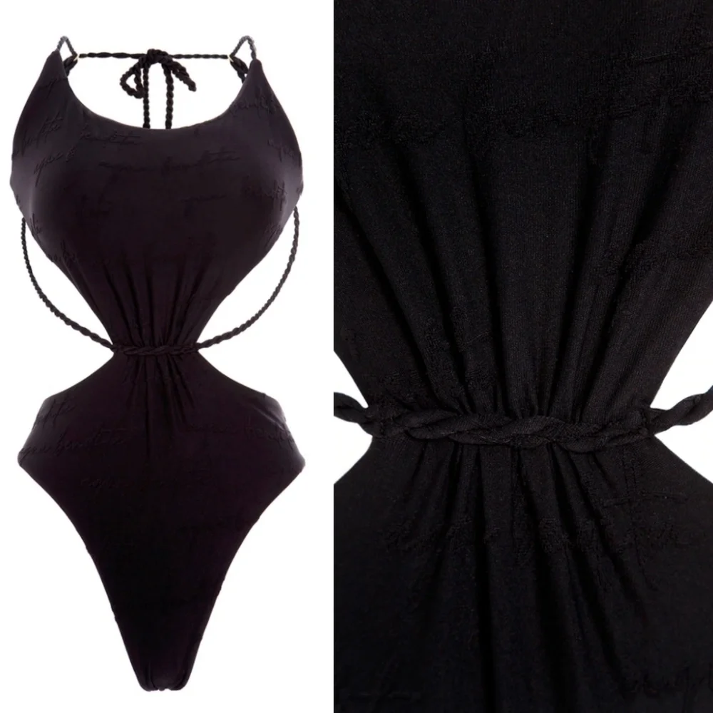 Agua Bendita Shade Nadine 7341 Agua Bendita Graphic Print Black Swimsuit New